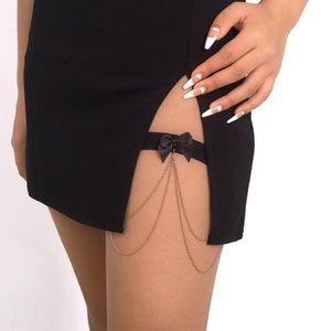 Bow Layered Chain Elastic Garter Belt Body Jewelry